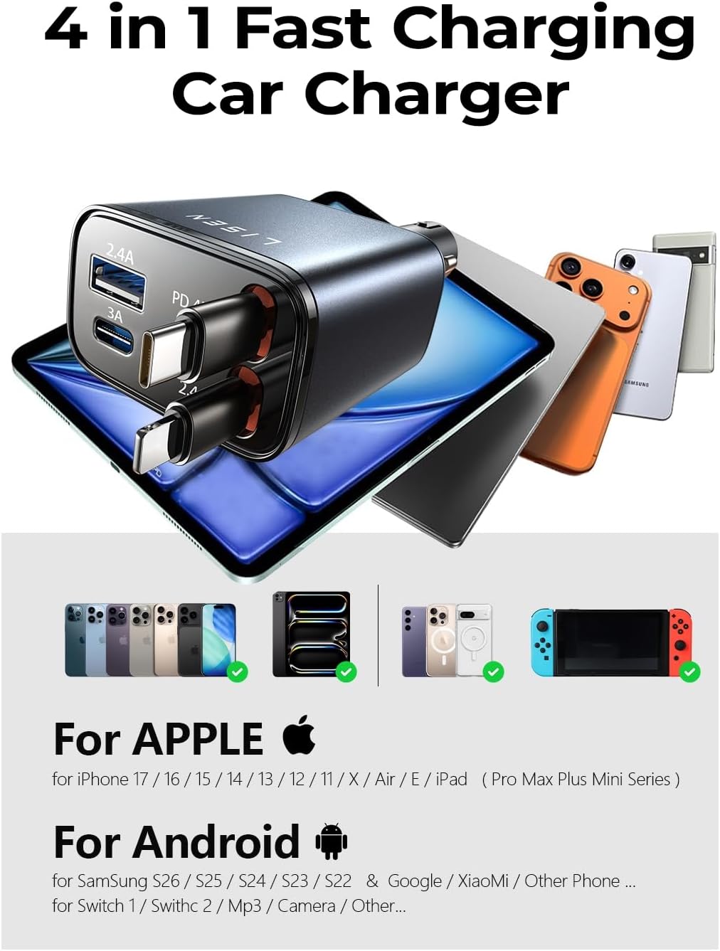 Retractable Fast Charger Cable | كابل شحن سريع قابل للسحب