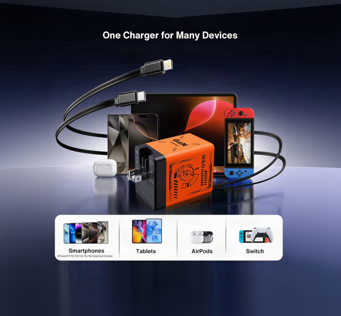 120W Retractable Fast Charger | شاحن سريع قابل للسحب