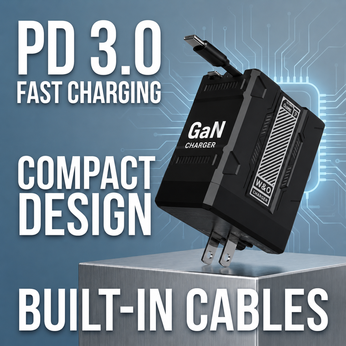 120W Retractable Fast Charger | شاحن سريع قابل للسحب